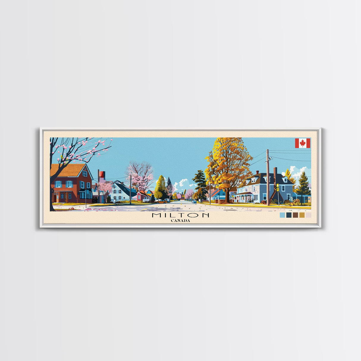 Milton, Canada Panoramic Canvas Print, Milton, Canada Painting, Canada Art, Milton Travel Poster, Travel Art, Living Room Painting