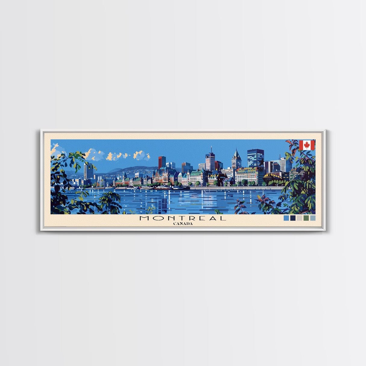 Montreal, Canada Panoramic Canvas Print, Montreal, Canada Painting, Canada Art, Montreal Travel Poster, Travel Art, Guest Room Painting