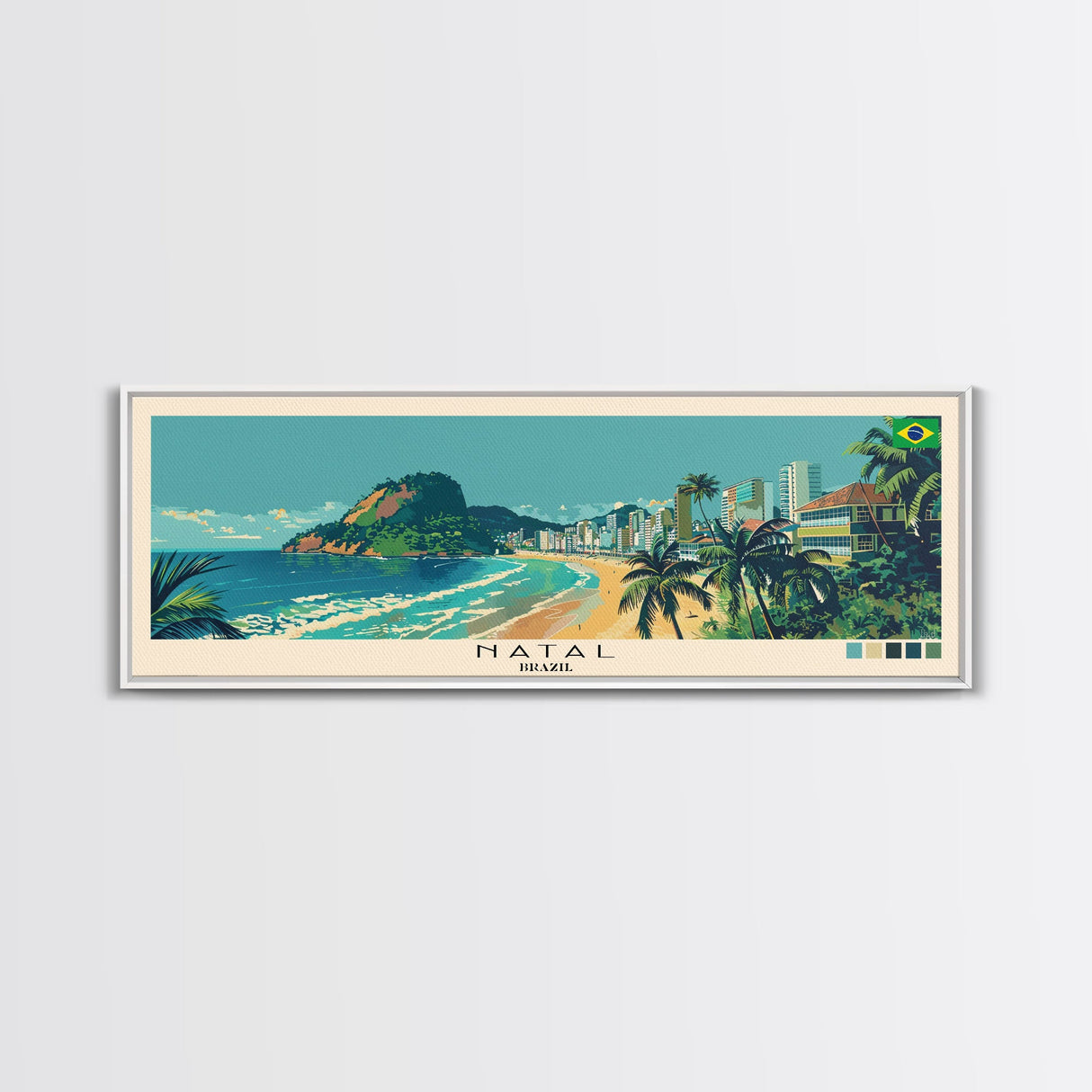 Natal, Brazil Panoramic Canvas Print, Natal, Brazil Painting, Brazil Art, Natal Travel Poster, Travel Art, Guest Room Painting