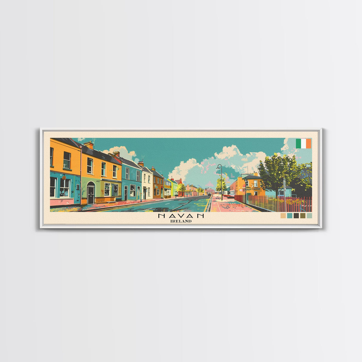 Navan, Ireland Panoramic Canvas Print, Navan, Ireland Painting, Ireland Art, Navan Travel Poster, Travel Art, Living Room Painting