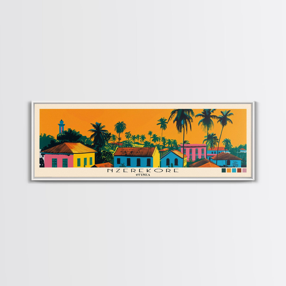 Nzerekore, Guinea Panoramic Canvas Print, Nzerekore, Guinea Painting, Guinea Art, Nzerekore Travel Poster, Travel Art, Vacation Gift