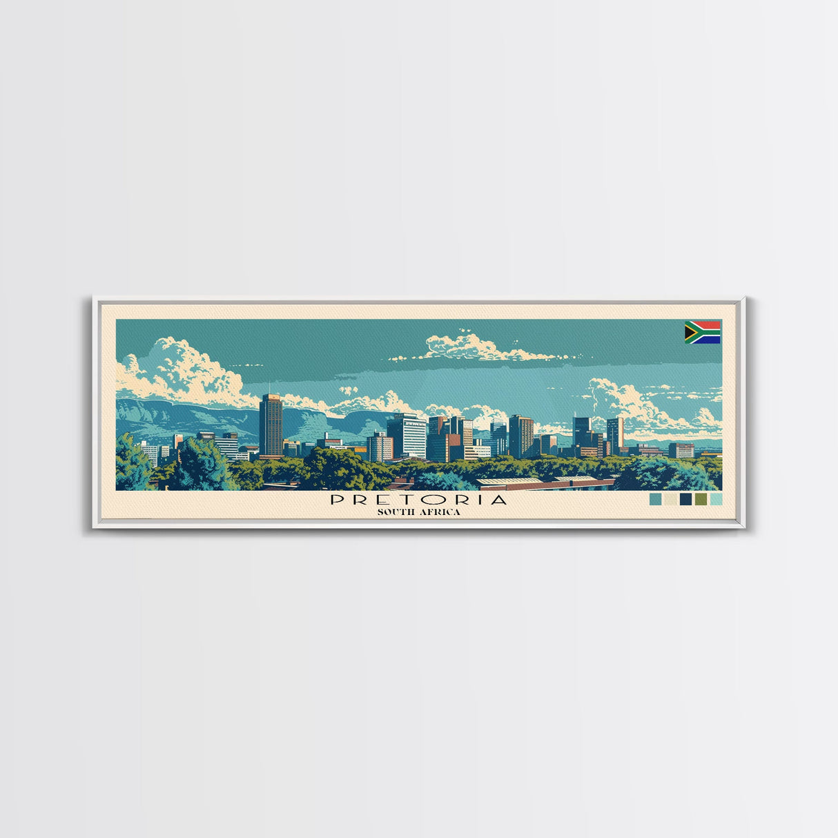 Pretoria, South Africa Panoramic Canvas Print, Pretoria, South Africa Painting, South Africa Art, Pretoria Travel Poster, Travel Art, Guest Room Painting