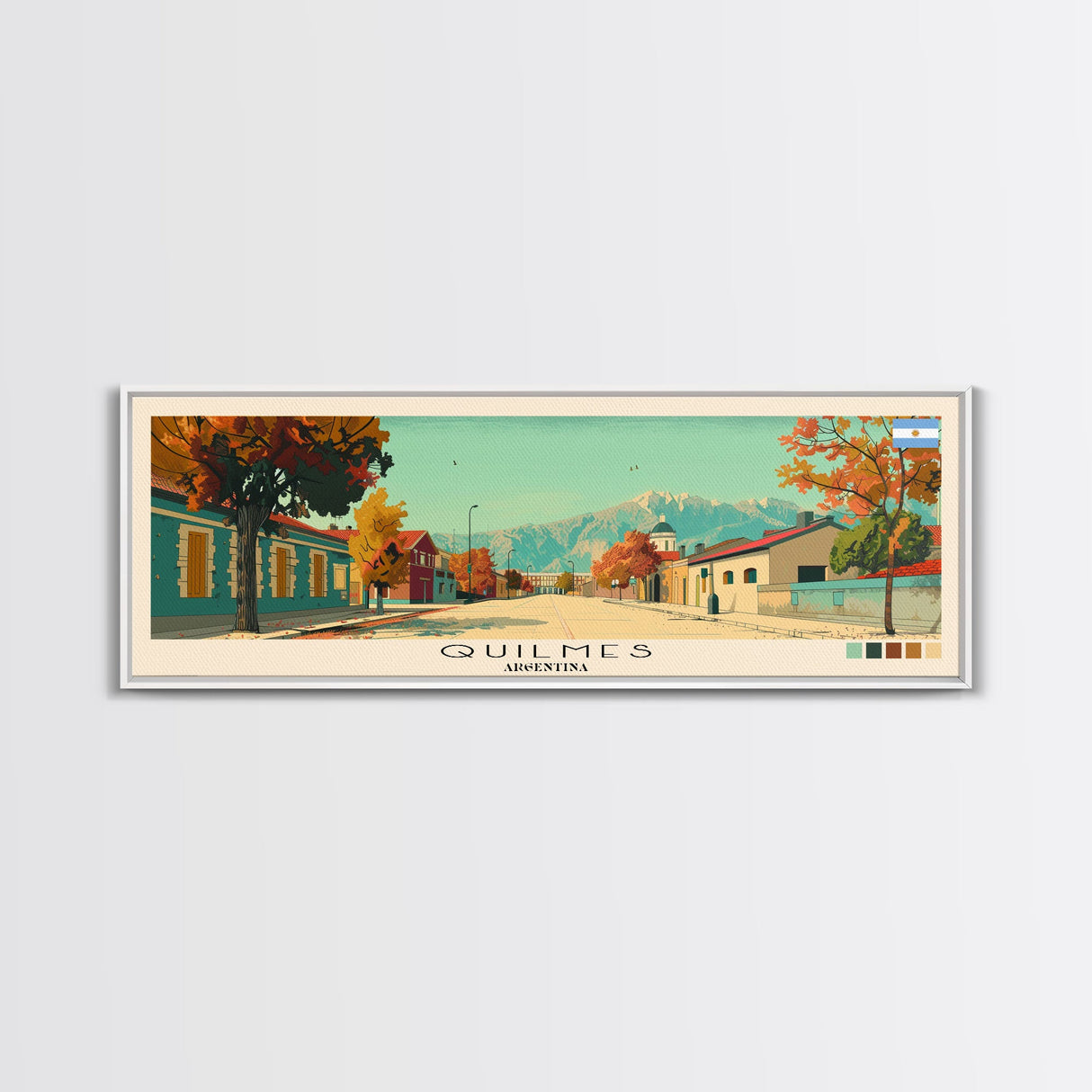 Quilmes, Argentina Panoramic Canvas Print, Quilmes, Argentina Painting, Argentina Art, Quilmes Travel Poster, Travel Art, Vacation Gift