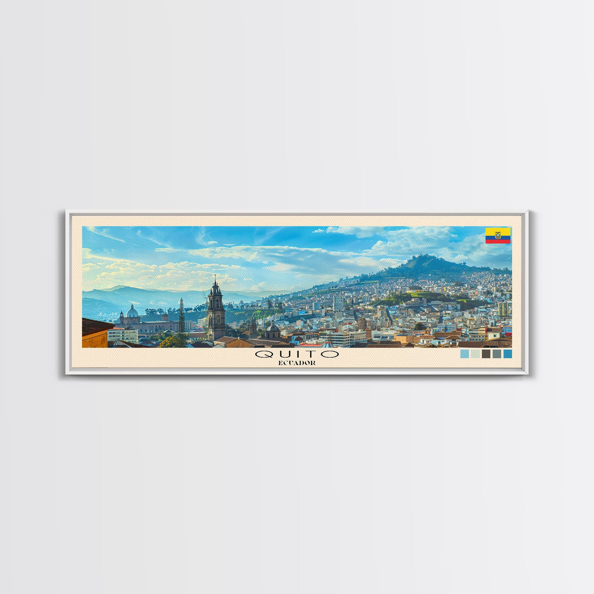 Quito, Ecuador Panoramic Canvas Print, Quito, Ecuador Painting, Ecuador Art, Quito Travel Poster, Travel Art, Living Room Painting