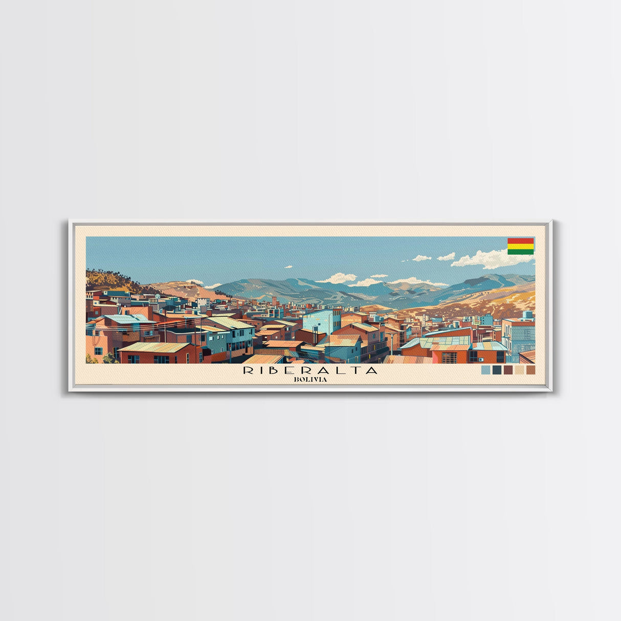 Riberalta, Bolivia Panoramic Canvas Print, Riberalta, Bolivia Painting, Bolivia Art, Riberalta Travel Poster, Travel Art, Living Room Painting