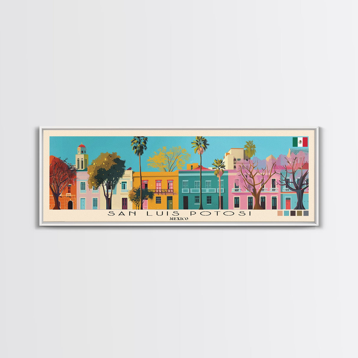 San Luis Potosi, Mexico Panoramic Canvas Print, San Luis Potosi, Mexico Painting, Mexico Art, San Luis Potosi Travel Poster, Travel Art, Guest Room Painting