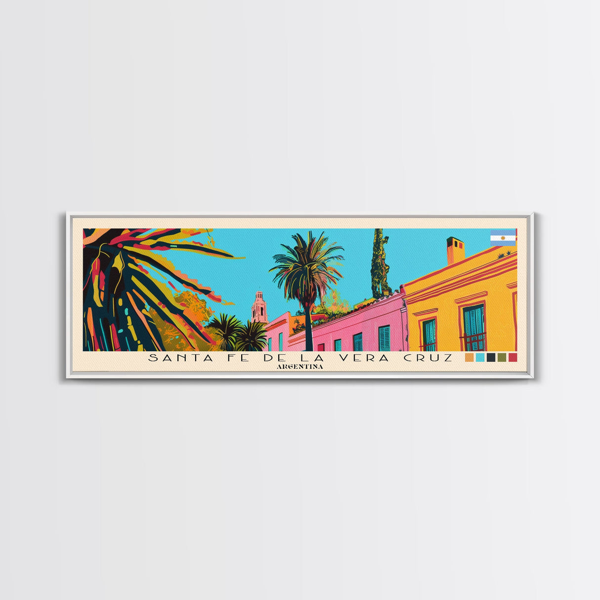 Santa Fe de la Vera Cruz, Argentina Panoramic Canvas Print, Santa Fe de la Vera Cruz, Argentina Painting, Argentina Art, Santa Fe de la Vera Cruz Travel Poster, Travel Art, Guest Room Painting