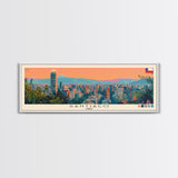 Santiago, Chile Panoramic Canvas Print, Santiago, Chile Painting, Chile Art, Santiago Travel Poster, Travel Art, Vacation Gift