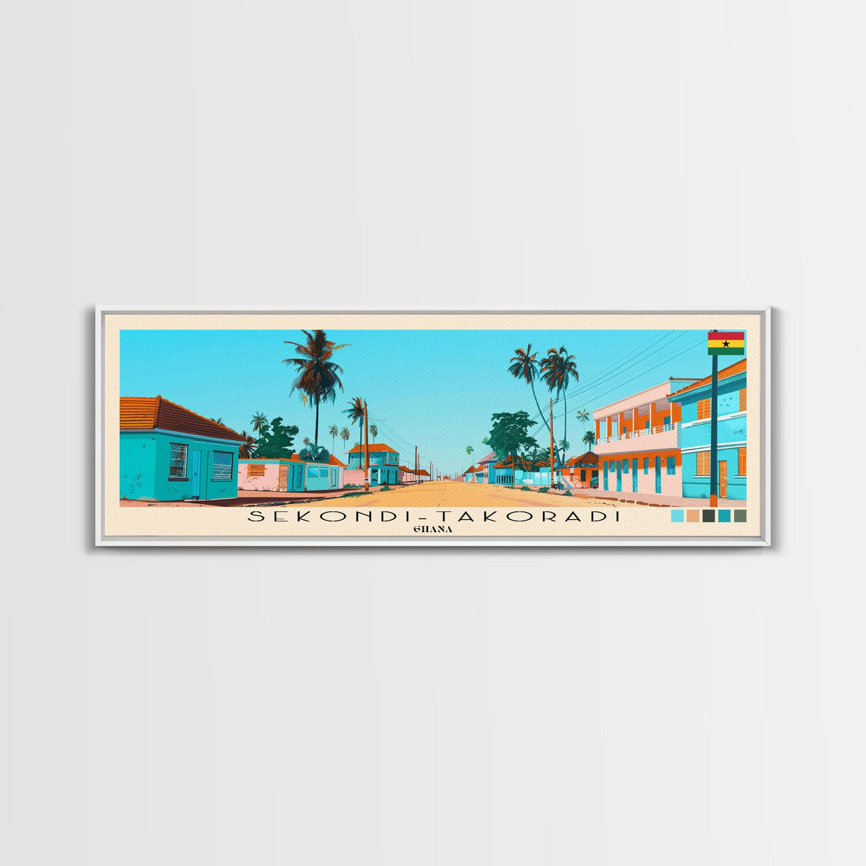 Sekondi-Takoradi, Ghana Panoramic Canvas Print, Sekondi-Takoradi, Ghana Painting, Ghana Art, Sekondi-Takoradi Travel Poster, Travel Art, Guest Room Painting