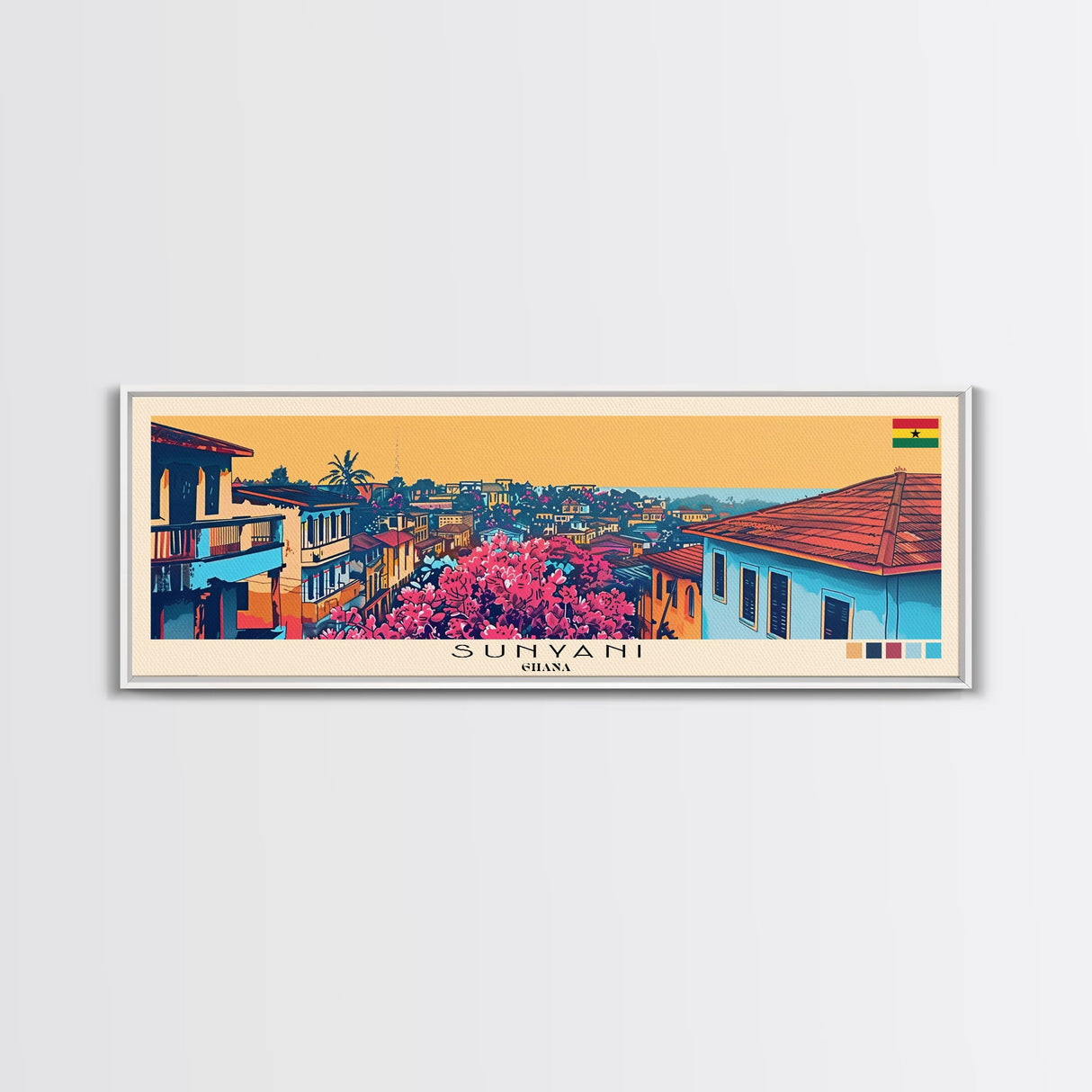 Sunyani, Ghana Panoramic Canvas Print, Sunyani, Ghana Painting, Ghana Art, Sunyani Travel Poster, Travel Art, Guest Room Painting