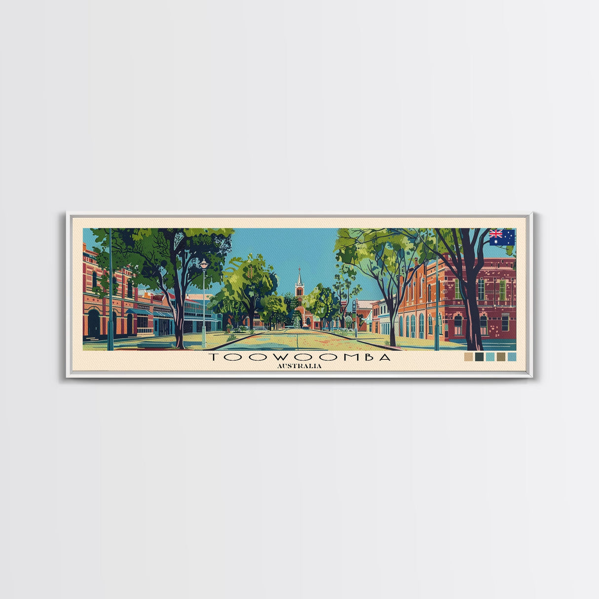 Toowoomba, Australia Panoramic Canvas Print, Toowoomba, Australia Painting, Australia Art, Toowoomba Travel Poster, Travel Art, Vacation Gift