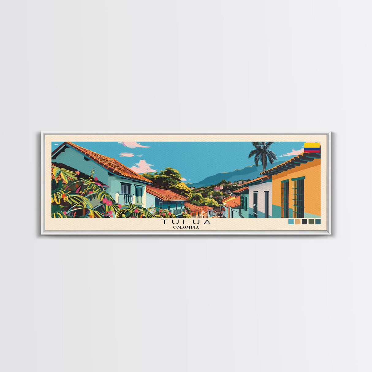 Tulua, Colombia Panoramic Canvas Print, Tulua, Colombia Painting, Colombia Art, Tulua Travel Poster, Travel Art, Living Room Painting