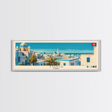 Tunis, Tunisia Panoramic Canvas Print, Tunis, Tunisia Painting, Tunisia Art, Tunis Travel Poster, Travel Art, Guest Room Painting