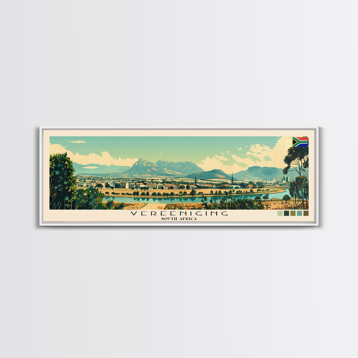 Vereeniging, South Africa Panoramic Canvas Print, Vereeniging, South Africa Painting, South Africa Art, Vereeniging Travel Poster, Travel Art, Guest Room Painting