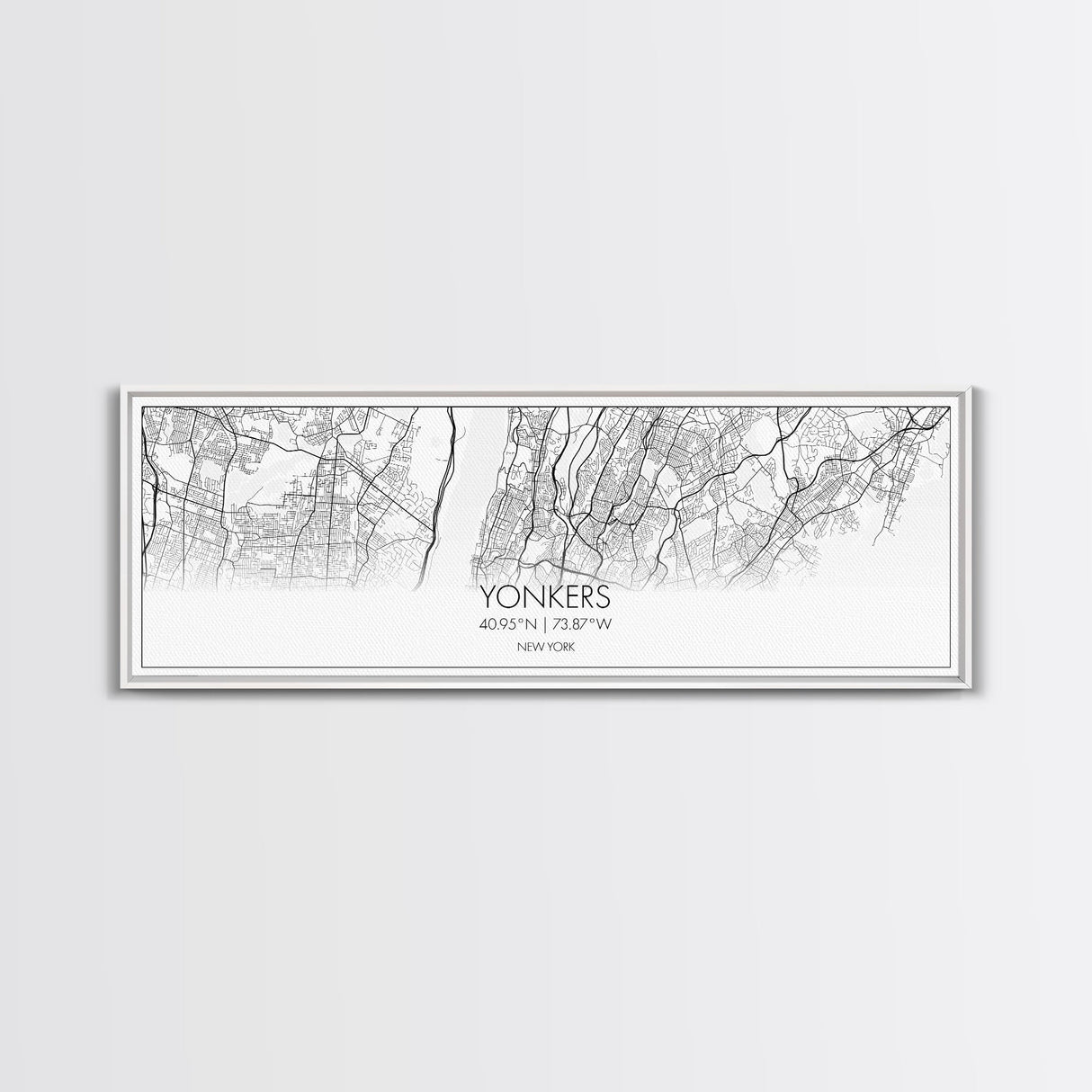 Panoramic Yonkers City Map, New York Art, Map Print, Minimalist Wall Art, Canvas Art, Housewarming Gift, Street Map Art, Closing Gift