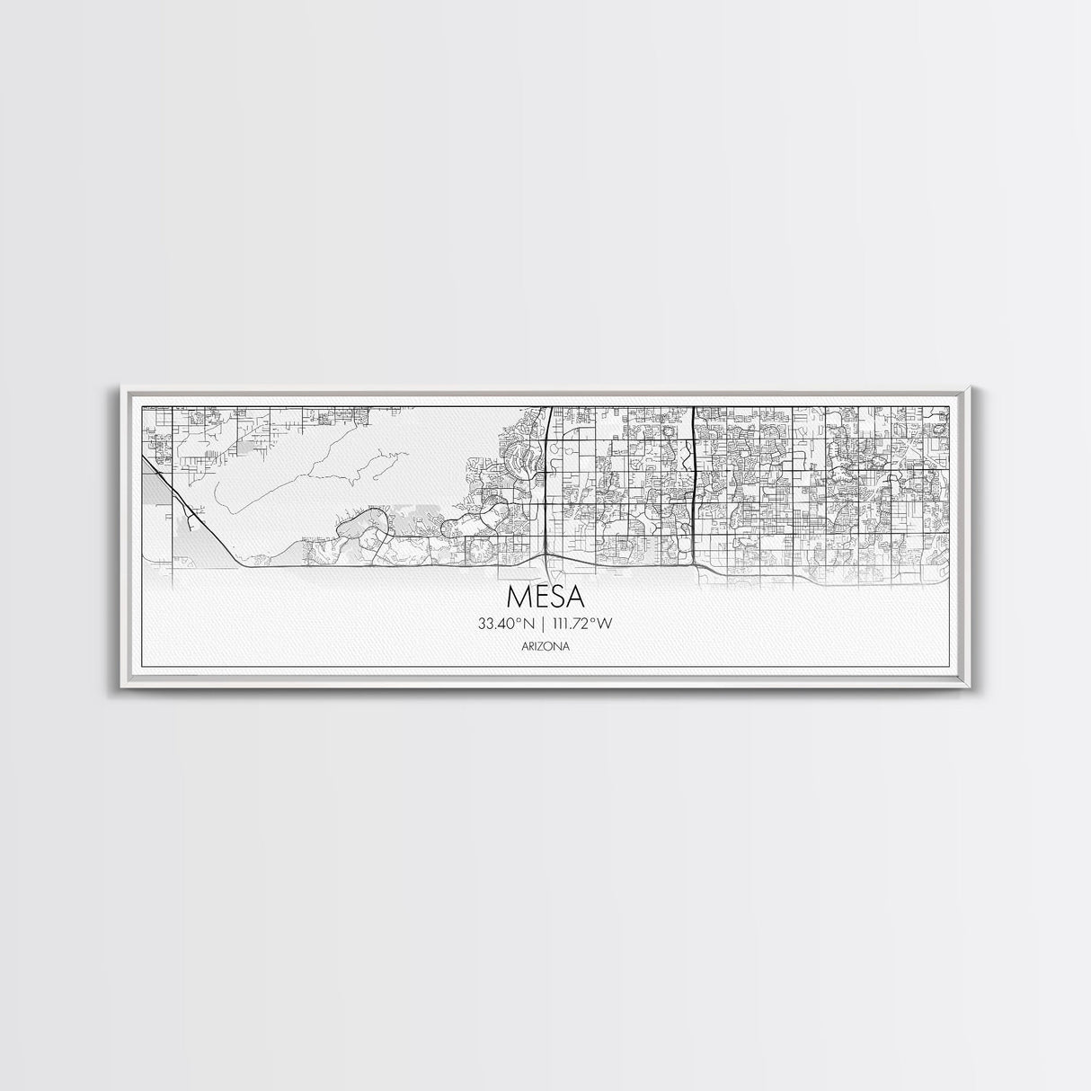 Panoramic Mesa City Map, Florida Art, Map Print, Minimalist Wall Art, Canvas Art, Housewarming Gift, Street Map Art, Closing Gift