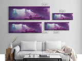 Panoramic Fantasy Underwater City, Purple Art, Extra Large Wall Art, Framed Panoramic Canvas Print, Framed Wall Decor