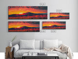 Stunning Panoramic Framed Watercolor Desert Mountain Landscape Canvas Print | Perfect For Living Room, Bedroom, Office