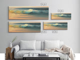 Panoramic Ocean Beach canvas prints Sea landscape Nautical photo Coastal canvas print Sea wave canvas Extra large wall art  Ready to hang