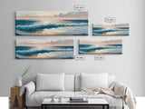 Panoramic Ocean Beach canvas prints Sea landscape Nautical photo Coastal canvas print Sea wave canvas Extra large wall art  Ready to hang