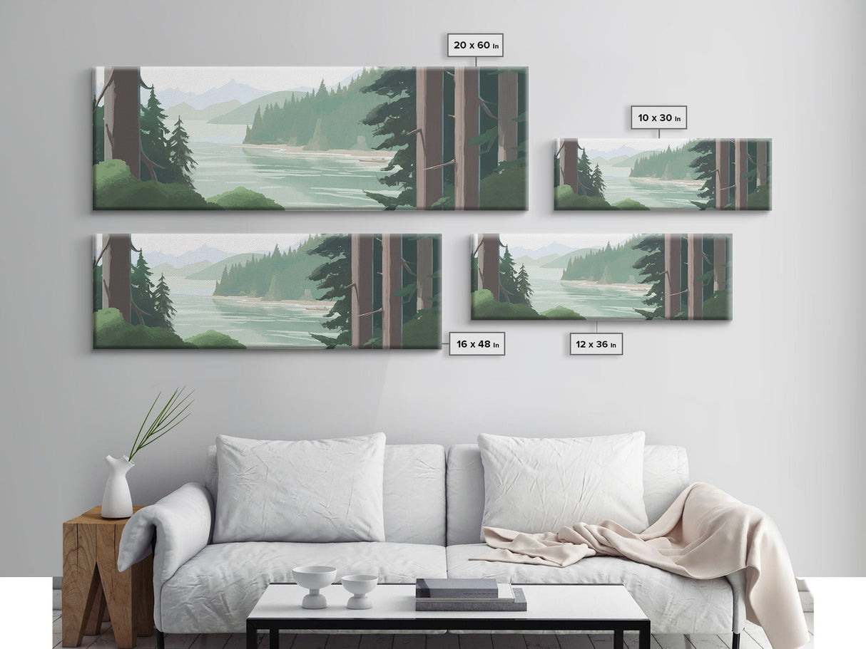 Nature Landscape Wall Art Print, Lake, River, Trees, Mountain, Wall Decor, Large Canvas Art Print, Panoramic, Wall Art, Canvas Print