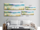 Abstract Nature Wall Art Print, Wildflowers, Lake, River,  Watercolor Art, Large Canvas Art Print, Panoramic, Wall Art, Canvas Print