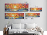 Sunset Abstract Wall Art Print, Yellow, Orange, Textured Abstract Wall Art, Framed Abstract Print Art, Panoramic, Wall Art, Canvas Print