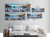 Shoreline Canvas Art Print, Cove, Rocky Shore, Seascape, Sunset, Canvas Wall Art Beach, Beach Scene Art, Panoramic, Wall Art, Canvas Print