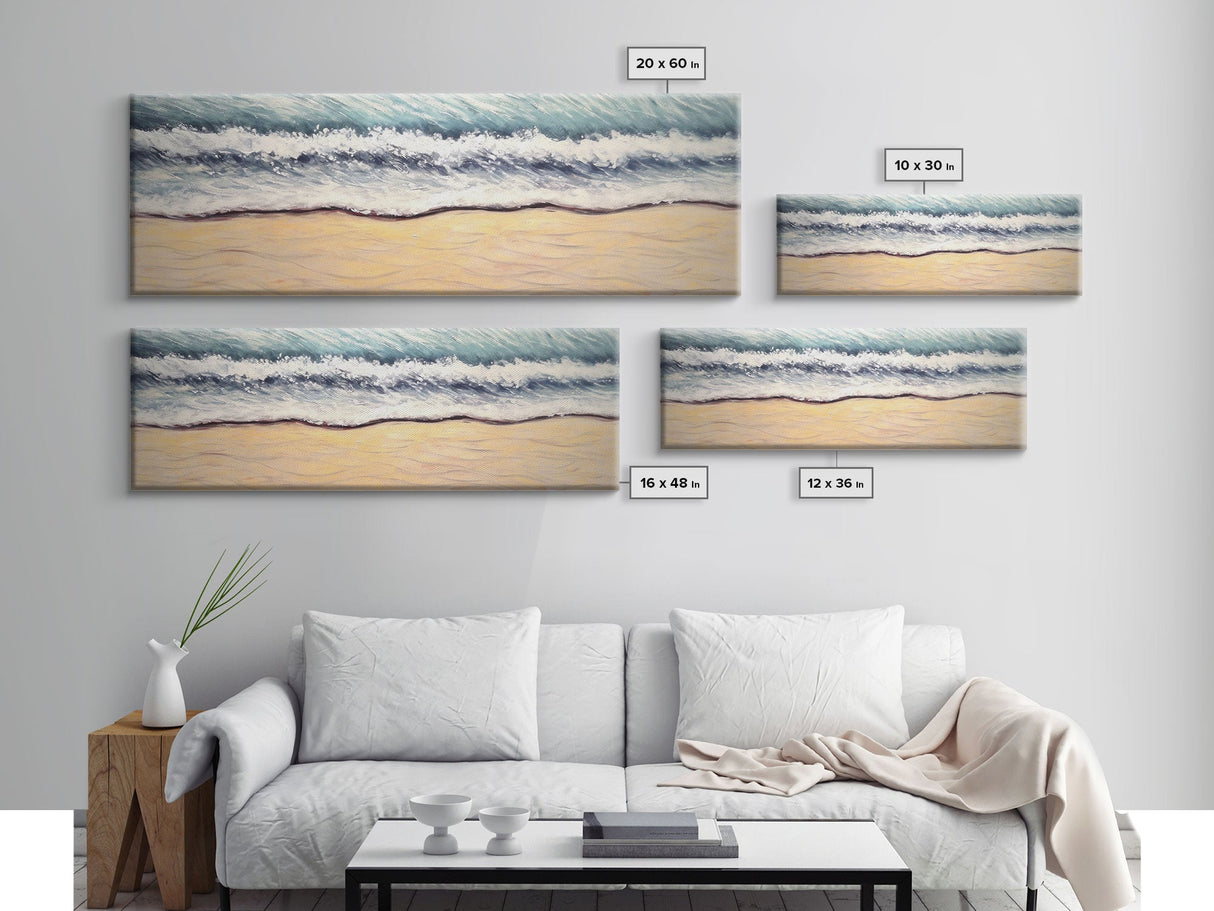 Minimalist Beach Canvas Art Print, Seashore, Shoreline, Ocean, Waves, Canvas Wall Art Beach, Wall Decor, Panoramic, Wall Art, Canvas Print