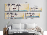 Couple In Beach Scene Art, Minimalist Beach Canvas Art Print, Palm Trees, Canvas Wall Art Beach, Panoramic, Wall Art, Canvas Print