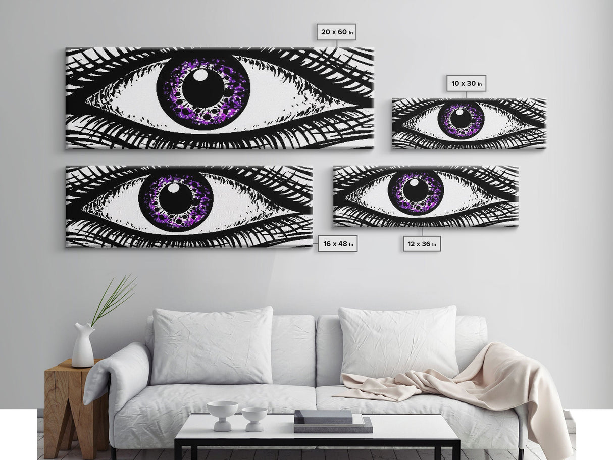 Big Eye Art, Line Art Print, Canvas Print, Eye Canvas Art, Eye Art Original, Framed Art Print, Wall Decor, Panoramic, Wall Art, Canvas Print