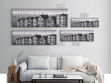 Row Of Apartments Canvas Print, Urban Art, City Art, Cityscape, Skyline, Monochromatic, Wall Decor, Panoramic, Wall Art, Canvas Print