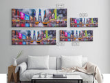 New York City Canvas Print, Large Urban Art Print, Colorful Umbrellas, Yellow Taxis, Vibrant Art, Panoramic, Wall Art, Canvas Print