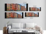 Colorful Abstract Row Of Buildings City Canvas Print, Large Urban Art Print, Cityscape Art, Vibrant Art, Panoramic, Wall Art, Canvas Print