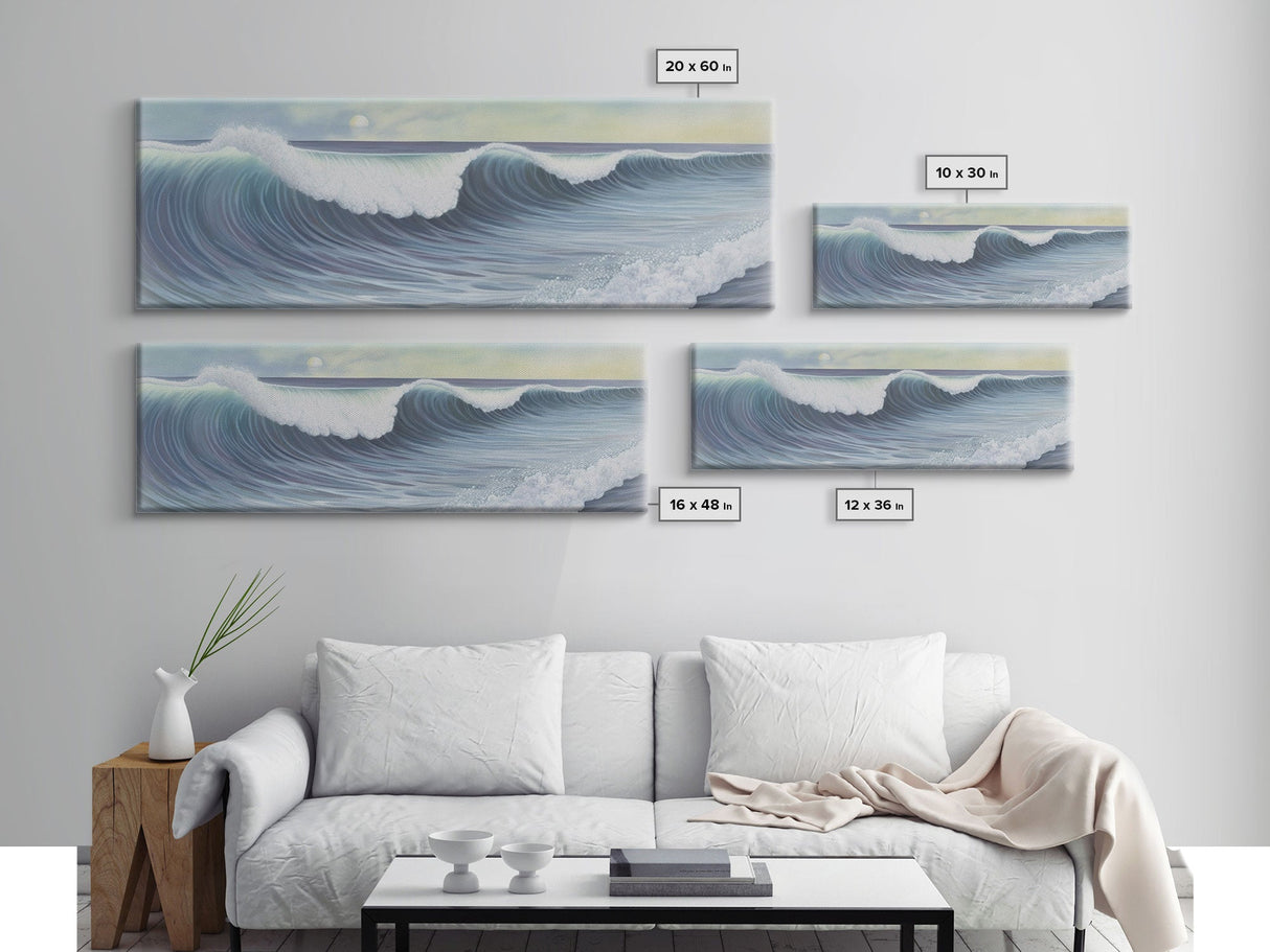 Ocean Waves Wall Art Canvas Print, Minimalist Ocean Art, Seascape Wall Decor, Green Ocean Wall Art, Panoramic, Wall Art, Canvas Print