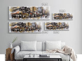 Watercolor Market Wall Art, Abstract Canvas Print, Urban Art, Large Art Print, Framed Canvas Print, Panoramic, Wall Art, Canvas Print