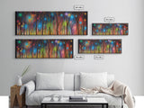 Abstract Forest Art, Woods Wall Art, Forest Art Print, Sparklers, Stars, Colorful Canvas Print, Panoramic, Wall Art, Canvas Print