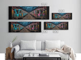 Urban Art Print, Graffiti On Abandoned Subway Train, Teal And Pink, Wall Decor, Large Framed Canvas Print, Panoramic, Wall Art, Canvas Print