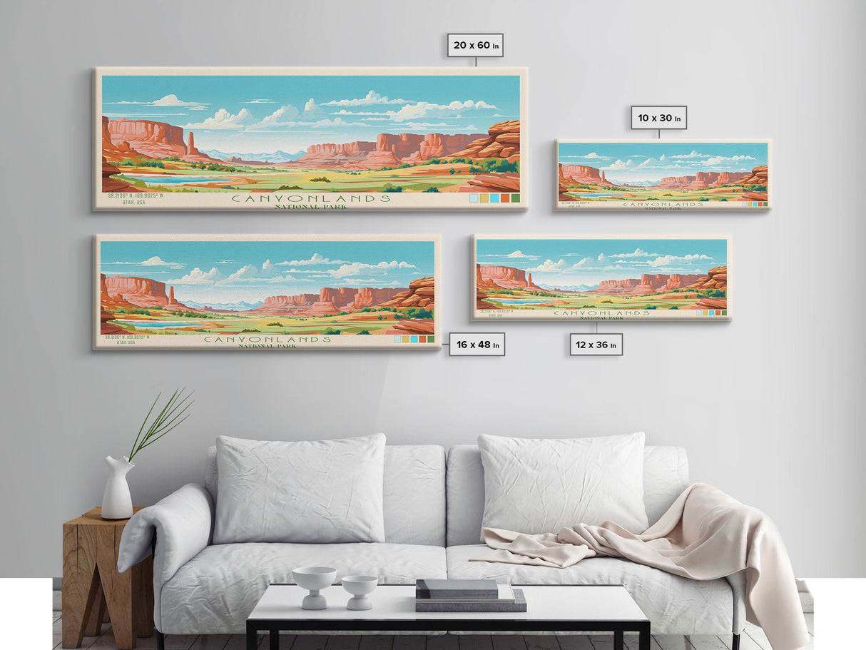 Canyonlands National Park, Panoramic Utah Travel Art, National Park Print, Minimalist Travel Art, Midcentury Modern Style Landscape