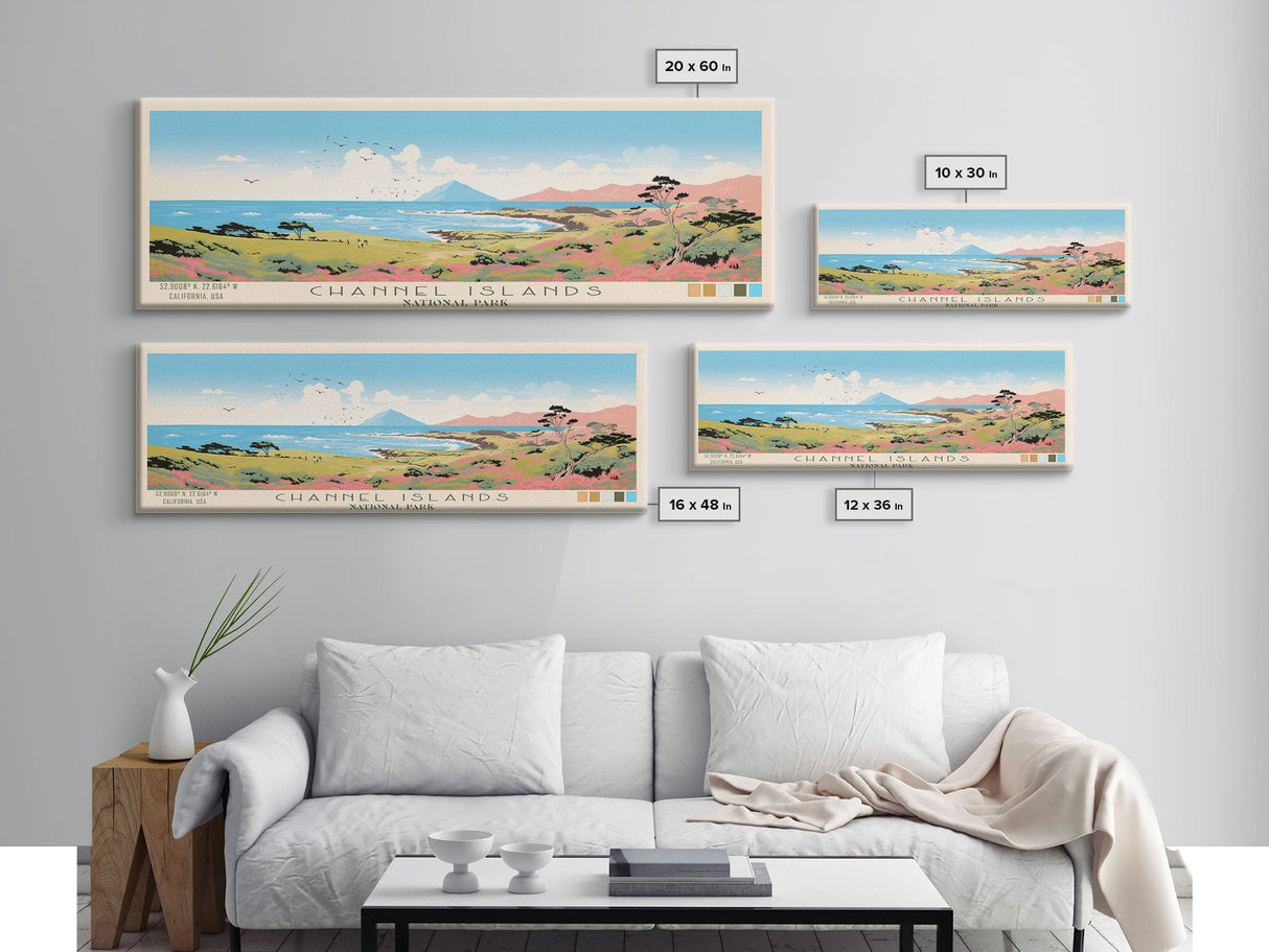 Channel Islands National Park Panoramic California Travel Art, National Park Print, Minimalist Travel Art, Midcentury Modern Style Landscape