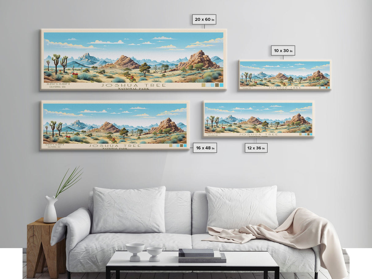 Joshua Tree National Park, Panoramic California Travel Art, National Park Print, Minimalist Travel Art, Midcentury Modern Style Landscape