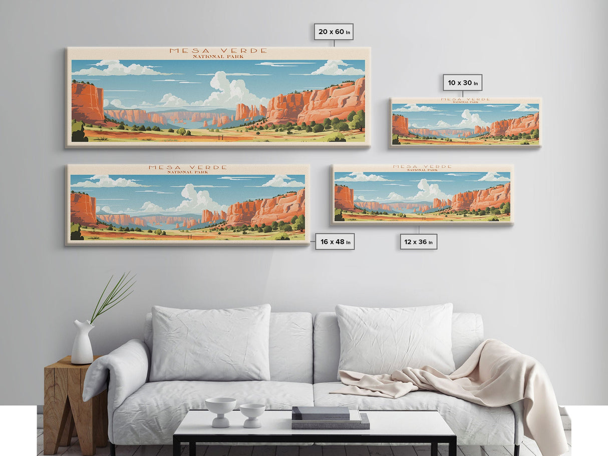 Mesa Verde National Park Panoramic Colorado Travel Art, National Park Print, Minimalist Travel Art, Midcentury Modern Style Landscape