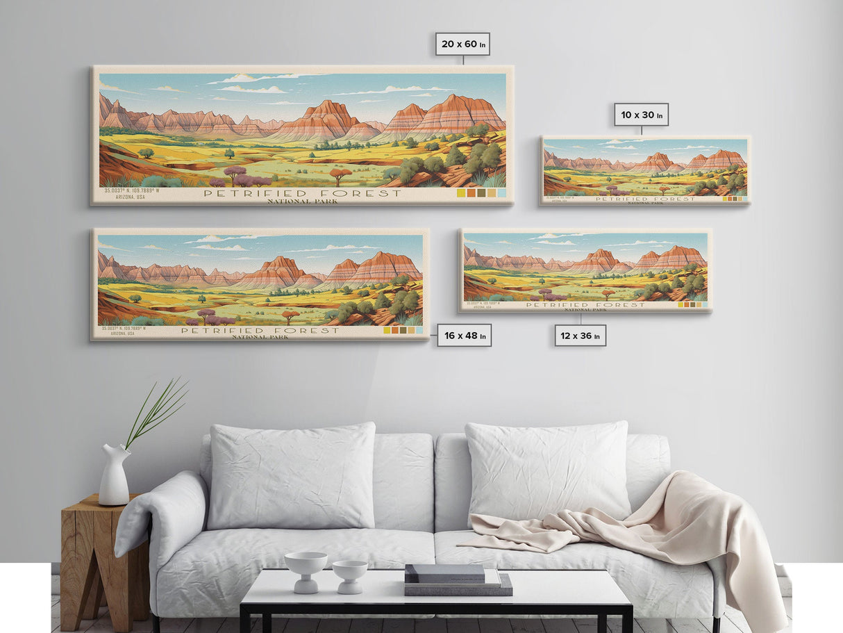 Petrified Forest National Park Panoramic Arizona Travel Art, National Park Print, Minimalist Travel Art, Midcentury Modern Style Landscape