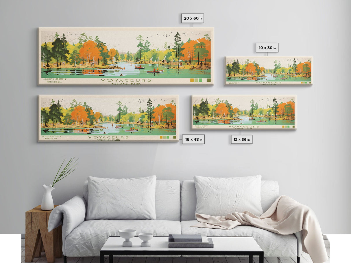 Voyageurs National Park Panoramic Minnesota Travel Art, National Park Print, Minimalist Travel Art, Midcentury Modern Style Landscape