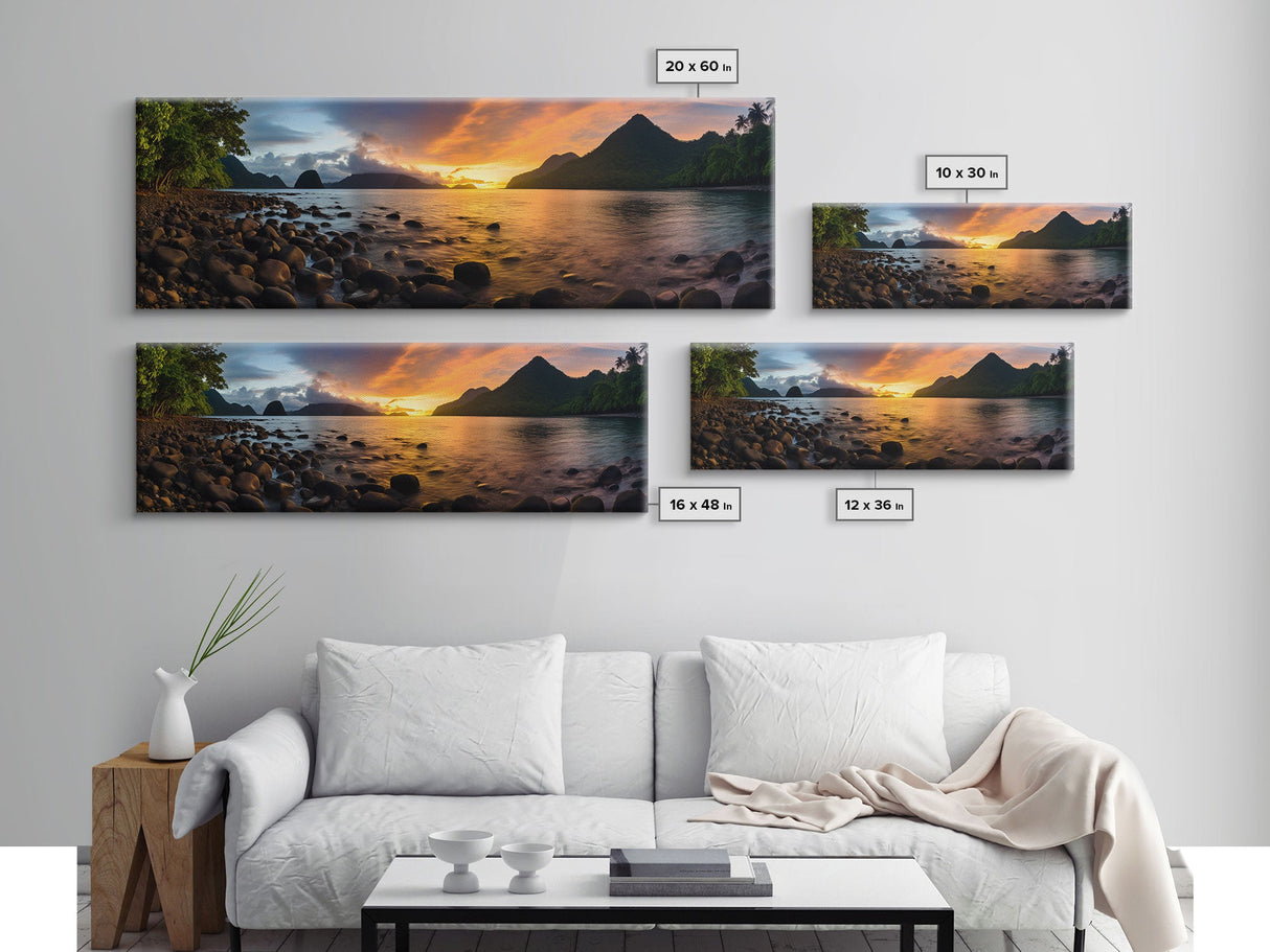 Photographic Panoramic of American Samoa National Park, Sunset Photography, National Park Art, Framed Canvas Print, Landscape Photography