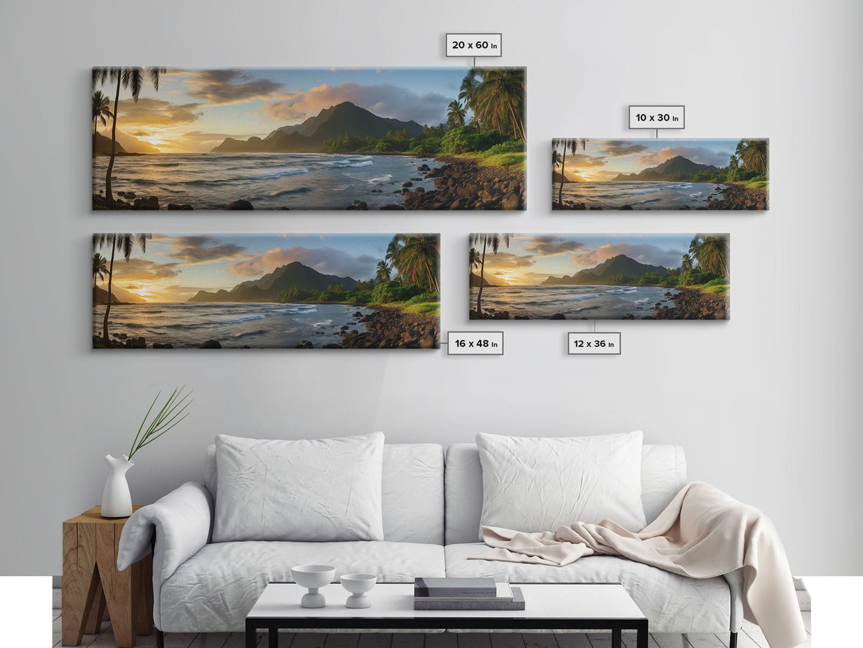 Photographic Panoramic of American Samoa National Park, Sunset Photography, National Park Art, Framed Canvas Print, Landscape Photography