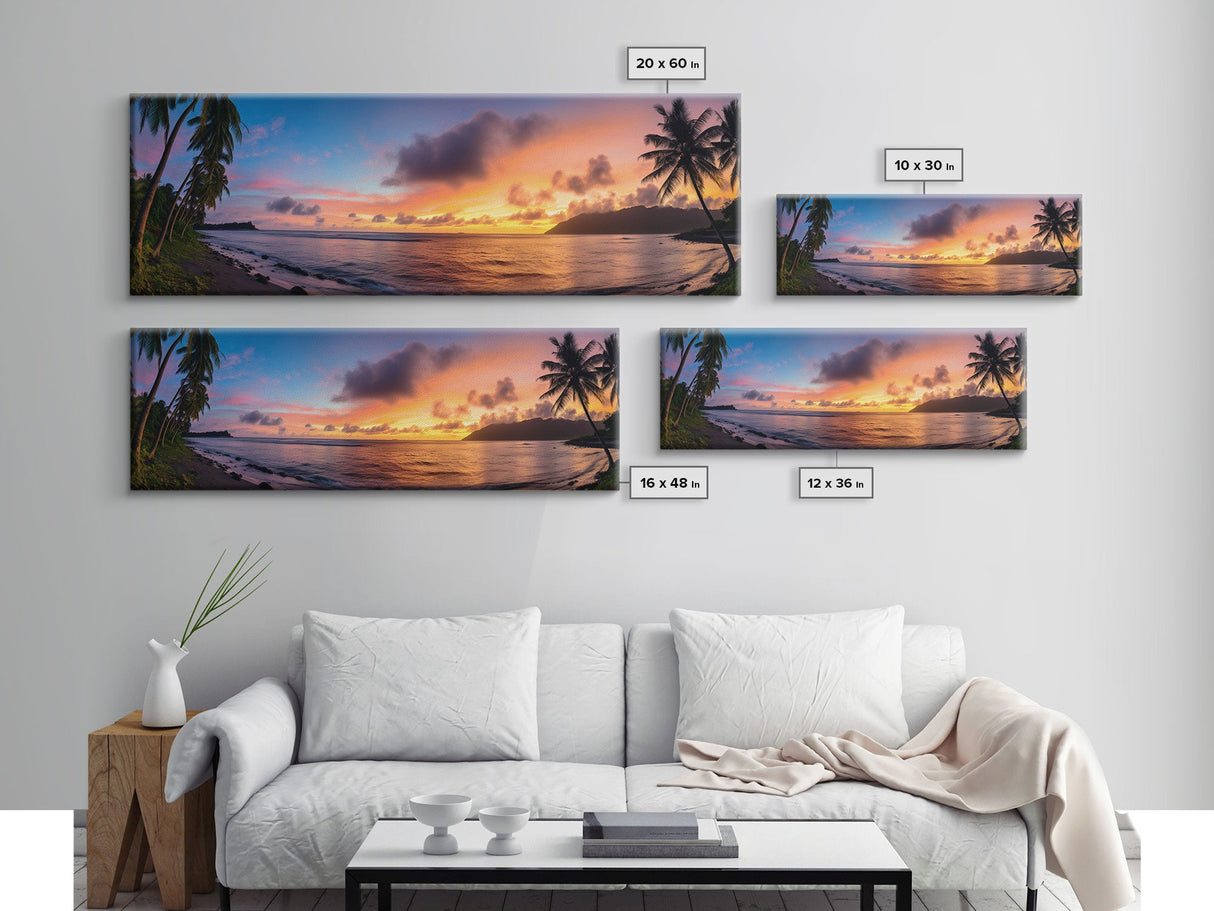 Photographic Panoramic of American Samoa National Park, Sunset Photography, National Park Art, Framed Canvas Print, Landscape Photography