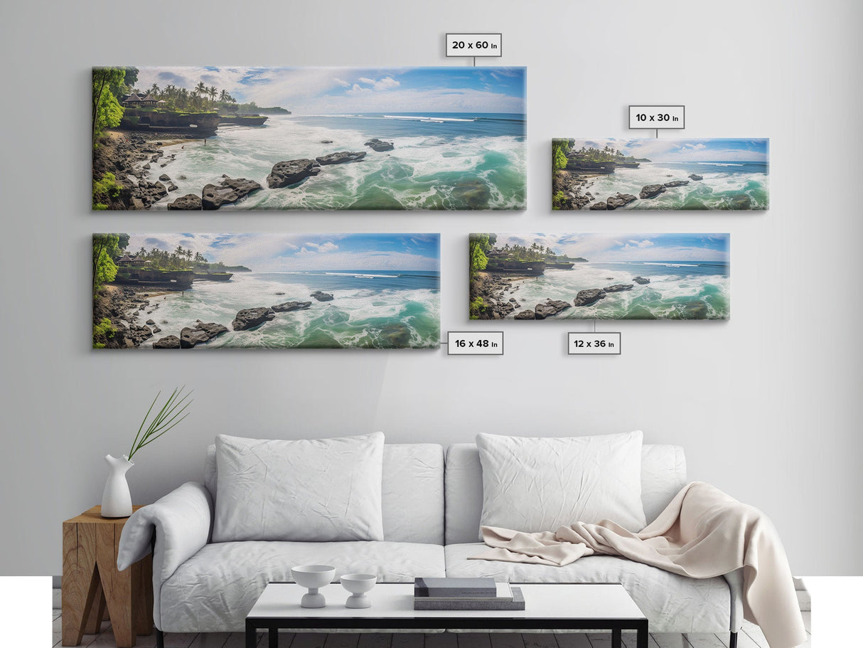 Photographic Panoramic of Bali Indonesia, Sunset Photography, Beach House Wall Art, Framed Canvas Print, Landscape Photography