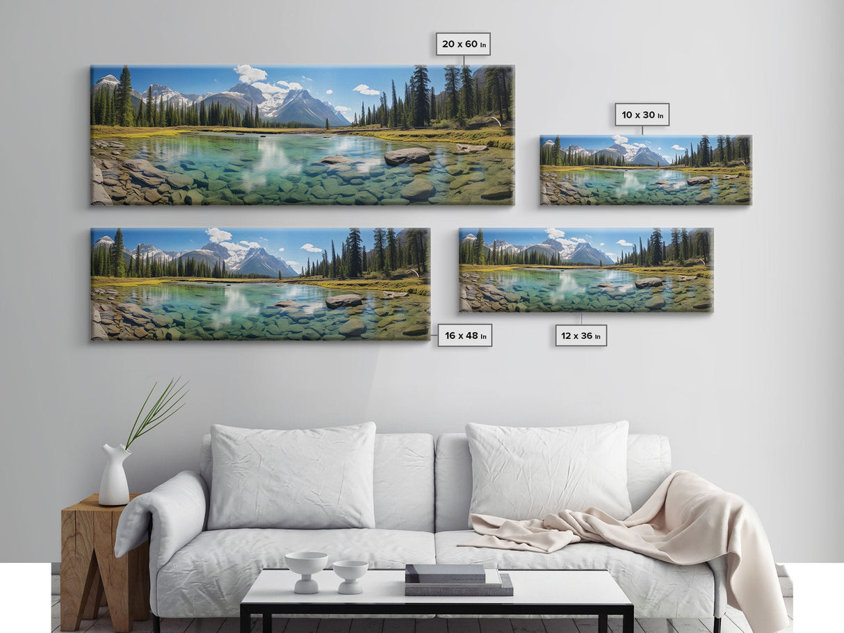 Photographic Panoramic of Banff National Park, Sunset Photography, National Park Art, Framed Canvas Print, Landscape Photography