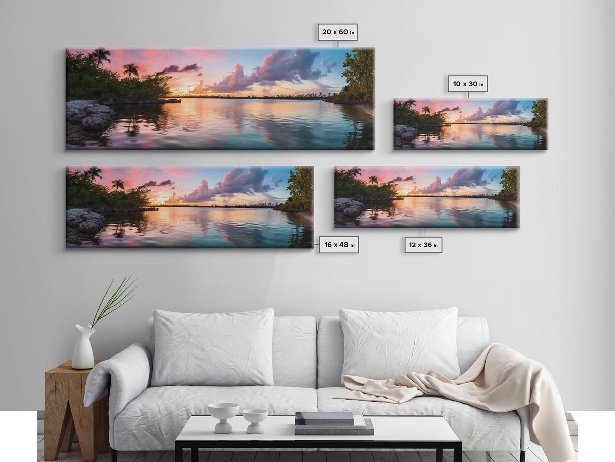 Photographic Panoramic of Biscayne Florida National Park, Sunset Photography, National Park Art, Framed Canvas Print, Landscape Photography